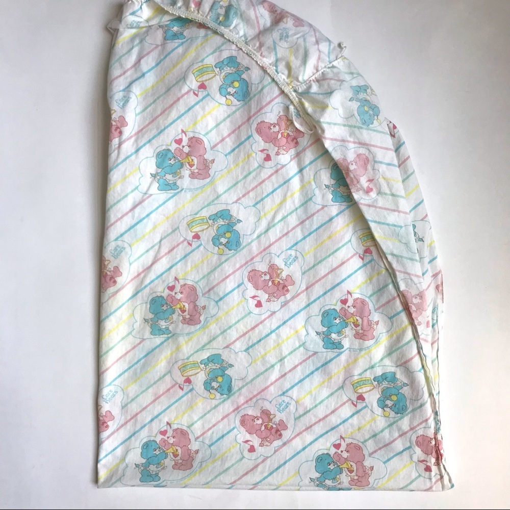 Care Bears Vintage Musical Notes Striped Crib Sheet Made in USA
